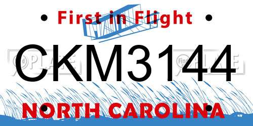 CKM3144 North Carolina License Plate