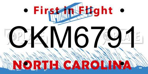 CKM6791 North Carolina License Plate