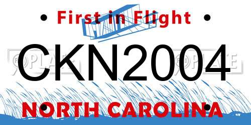 CKN2004 North Carolina License Plate