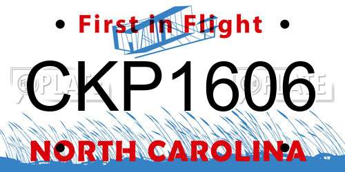 CKP1606 North Carolina License Plate