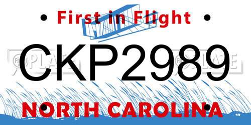 CKP2989 North Carolina License Plate