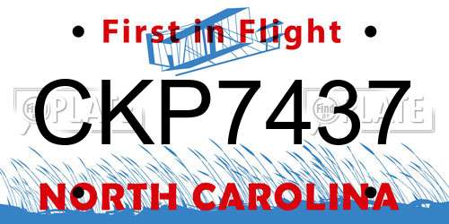 CKP7437 North Carolina License Plate