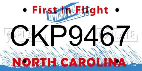 CKP9467 North Carolina License Plate