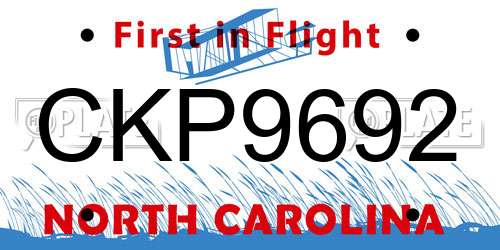 CKP9692 North Carolina License Plate
