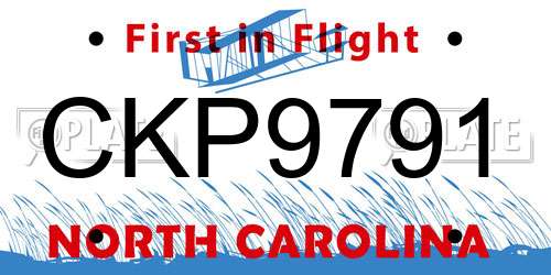 CKP9791 North Carolina License Plate