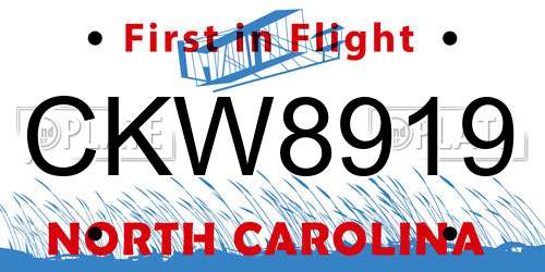 CKW8919 North Carolina License Plate