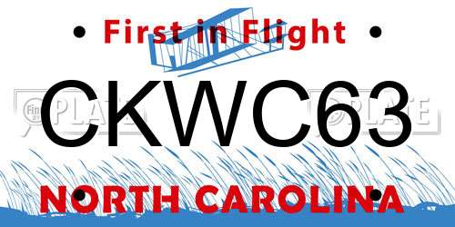 CKWC63 North Carolina License Plate