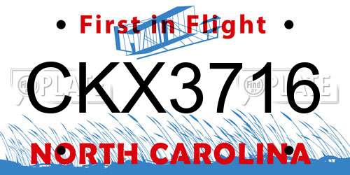 CKX3716 North Carolina License Plate