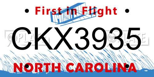 CKX3935 North Carolina License Plate