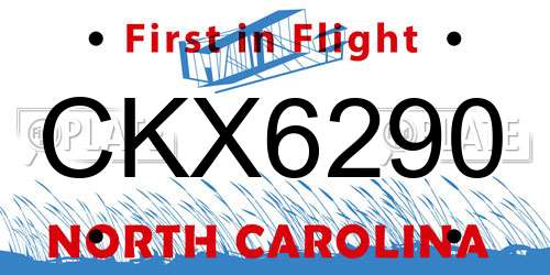 CKX6290 North Carolina License Plate