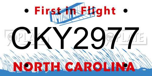 CKY2977 North Carolina License Plate