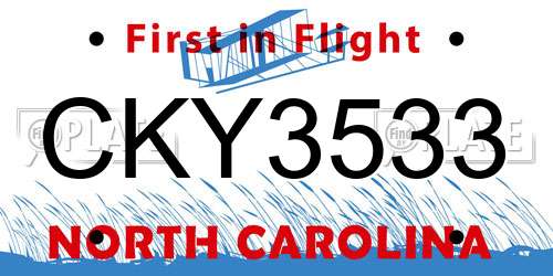 CKY3533 North Carolina License Plate