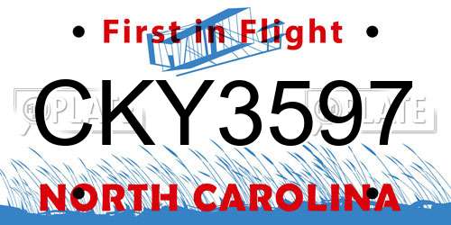 CKY3597 North Carolina License Plate