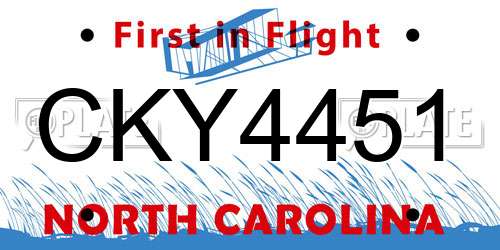CKY4451 North Carolina License Plate