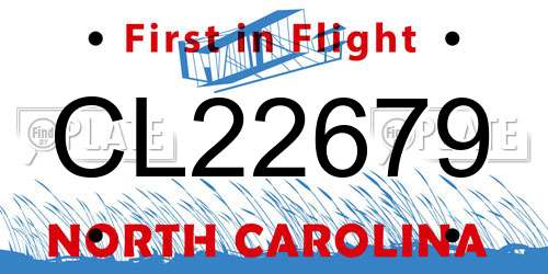 CL22679 North Carolina License Plate