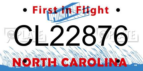 CL22876 North Carolina License Plate