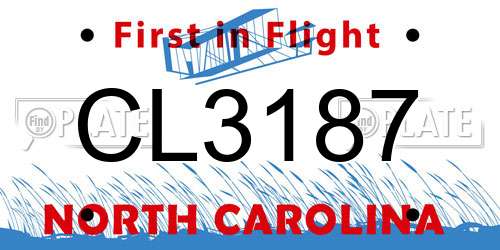 CL3187 North Carolina License Plate