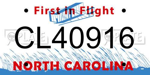 CL40916 North Carolina License Plate
