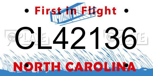 CL42136 North Carolina License Plate