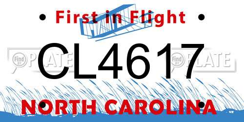 CL4617 North Carolina License Plate