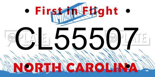 CL55507 North Carolina License Plate