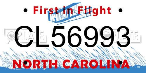 CL56993 North Carolina License Plate
