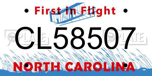 CL58507 North Carolina License Plate