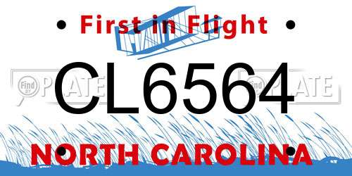CL6564 North Carolina License Plate