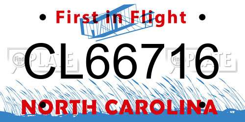 CL66716 North Carolina License Plate