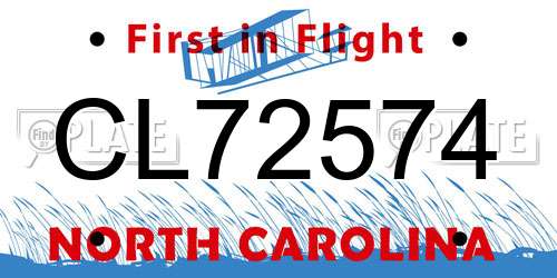 CL72574 North Carolina License Plate