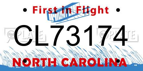 CL73174 North Carolina License Plate