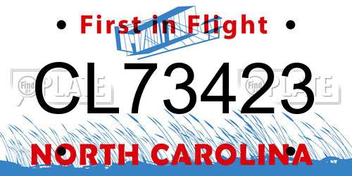 CL73423 North Carolina License Plate