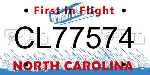 CL77574 North Carolina License Plate