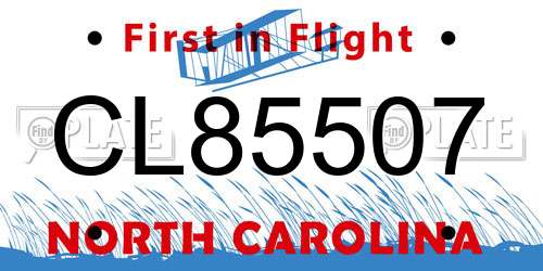 CL85507 North Carolina License Plate