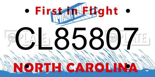 CL85807 North Carolina License Plate