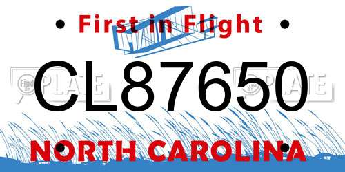 CL87650 North Carolina License Plate