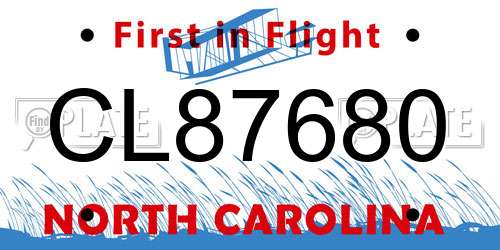 CL87680 North Carolina License Plate