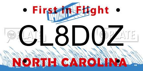 CL8D0Z North Carolina License Plate