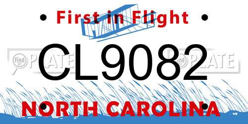 CL9082 North Carolina License Plate