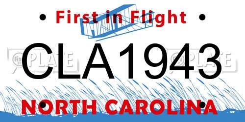 CLA1943 North Carolina License Plate