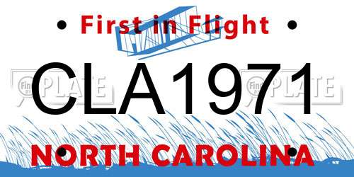 CLA1971 North Carolina License Plate