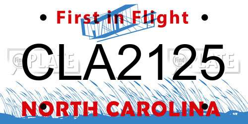 CLA2125 North Carolina License Plate