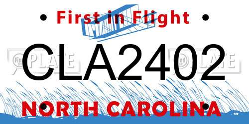 CLA2402 North Carolina License Plate