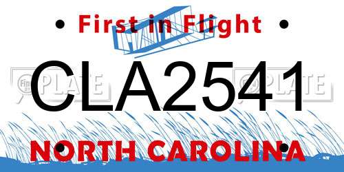 CLA2541 North Carolina License Plate