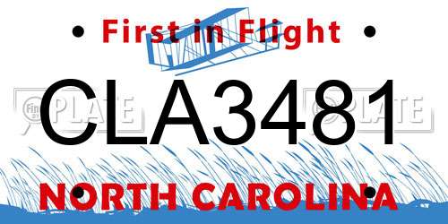CLA3481 North Carolina License Plate