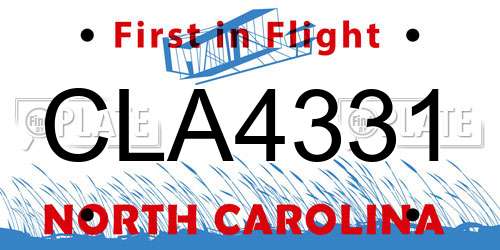 CLA4331 North Carolina License Plate
