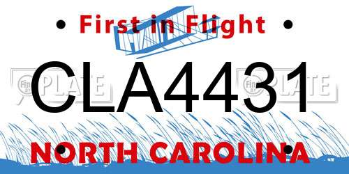 CLA4431 North Carolina License Plate