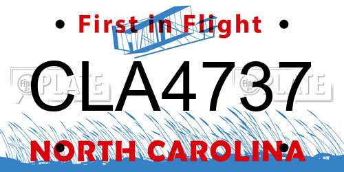 CLA4737 North Carolina License Plate