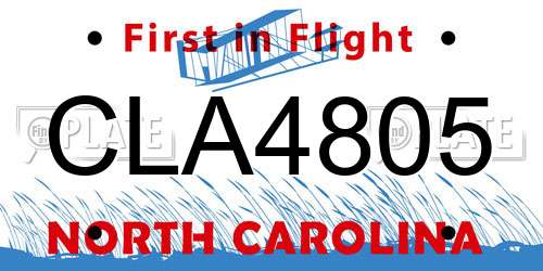 CLA4805 North Carolina License Plate
