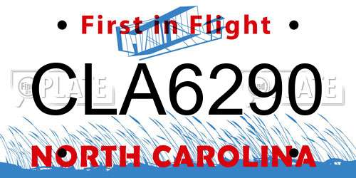 CLA6290 North Carolina License Plate